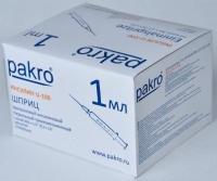 1 мл трехкомпонентный шприц Pakro инсулиновый U100 , с иглой 0,3х13, 100 шт купить в Вологде