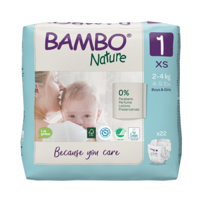 Эко-подгузники Bambo Nature 1 (2-4 кг), 22 шт купить оптом в Вологде